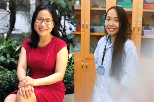 TS Hà Thị Thanh Hương (trái) và sinh viên Phạm Thị Như Trang đại diện Dự án Brain Analytics.