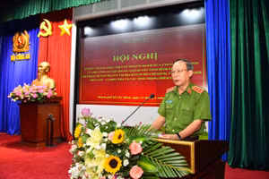 Thứ trưởng Bộ Công an, Thượng tướng Lê Quý Vương tại Hội nghị sơ kết 3 tháng.