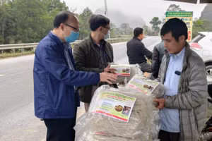 Khách qua đường dừng lại mua miến dong ở thôn Tô, xã Cẩm Bình (Cẩm Thủy, Thanh Hóa).