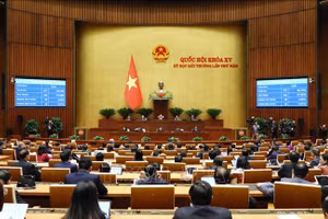 Quốc hội biểu quyết thông qua Luật Đất đai (sửa đổi). Ảnh: Phạm Kiên/TTXVN