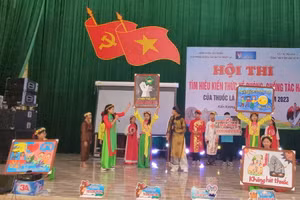 Học sinh đến từ 7 trường THCS của huyện Kiến Xương (Thái Bình) tham gia “Hội thi tìm hiểu kiến thức về phòng, chống tác hại của thuốc lá trường học năm 2023”.