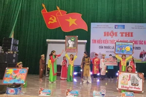 Học sinh đến từ 7 trường THCS của huyện Kiến Xương (Thái Bình) tham gia “Hội thi tìm hiểu kiến thức về phòng, chống tác hại của thuốc lá trường học năm 2023”.