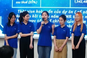 Sinh viên Trường ĐH Ngoại ngữ (ĐH Quốc Gia Hà Nội) trong 'Ngày hội học sinh, sinh viên Đổi mới Sáng tạo, Nghiên cứu Khoa học, Khởi nghiệp lần thứ VI' năm 2023.