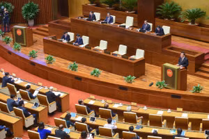 Chủ tịch Quốc hội Vương Đình Huệ phát biểu bế mạc kỳ họp thứ 5, Quốc hội khóa XV.