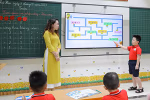 Một tiết học của Trường tiểu học Kim Đồng (quận Ba Đình, Hà Nội).