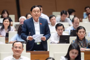 Đại biểu Hoàng Đức Thắng phát biểu thảo luận tại hội trường sáng 1/11.