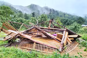 Mưa lớn kèm dông lốc khiến hàng trăm ngôi nhà ở Yên Bái bị tốc mái.