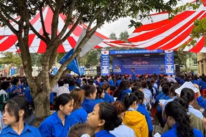 Đông đảo học sinh, thanh niên tham gia ngày hội tư vấn hướng nghiệp.