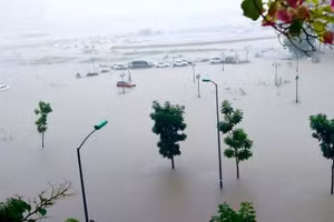 Nước lũ ngang ngực, TP Huế mênh mông trong biển nước