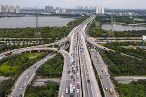 Một góc Thủ đô Hà Nội nhìn từ trên cao.