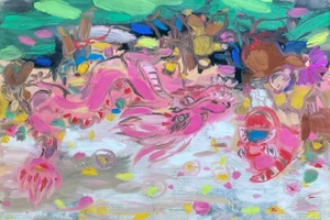 Tác phẩm 'Cùng chơi với rồng' của Nguyễn Quốc Thắng.