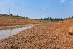 Nhiều hồ, đập ở Gia Lai cạn trơ đáy. Ảnh: Trúc Hân