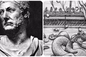 Khôn ngoan ném bình đất sét chứa rắn độc vào thuyền kẻ thù, Tướng Hannibal thắng trận. Ảnh: Thecollector.com - Khqa.com