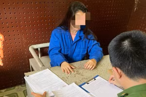 Hà Thị Kiều tại cơ quan Công an. (Ảnh: HL)