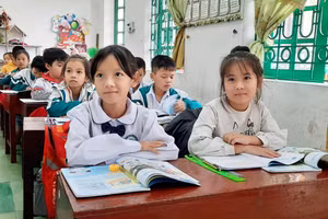 Các em học sinh Trường Tiểu học Hải Trung trong một giờ học Tiếng Việt.