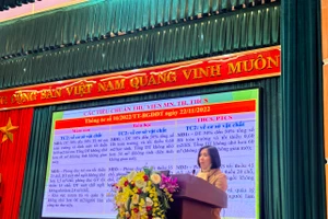 Bà Đặng Thị Kim Tuyến - Phó Trưởng Phòng GD&ĐT Ba Vì nêu bật vai trò của công tác thư viện trường học.