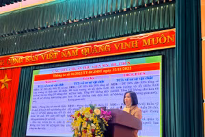 Bà Đặng Thị Kim Tuyến - Phó Trưởng Phòng GD&ĐT Ba Vì nêu bật vai trò của công tác thư viện trường học.