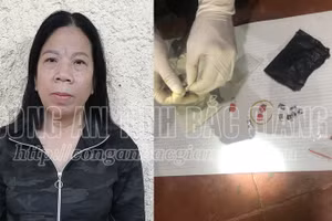 Nguyễn Thị Chung cùng tang vật bị thu giữ.