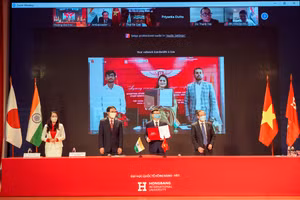 Lễ ký kết hợp tác được tổ chức online giữa 2 bên