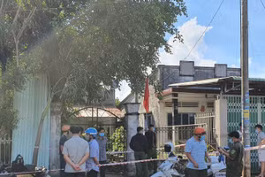 Cơ quan CSĐT Công an Huyện Châu Đức đang phong tỏa hiện trường