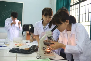 Sinh viên Trường Đại học Đồng Nai nghiên cứu khoa học. Ảnh: ITN