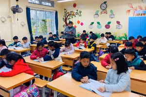 Cô trò Trường Tiểu học Bích Sơn (Việt Yên, Bắc Giang) ổn định ngay nền nếp dạy học sau nghỉ Tết Nguyên đán. Ảnh: X.Lương