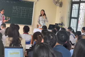 Tiết dự giờ tại Trường THCS Nguyễn Chuyên Mỹ (An Lão, Hải Phòng). Ảnh: NTCC