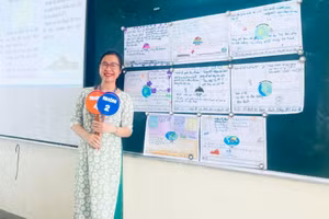 Tiết dạy ứng dụng phương pháp dạy học tích cực của cô Phạm Thị Ái Vân, giáo viên Trường THPT Trần Phú (Đà Nẵng). Ảnh: NVCC