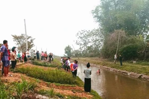 Hiện trường vụ đuối nước khiến 2 chị em trong cùng gia đình tử vong tại phường Nam Thanh, TP Điện Biên Phủ.