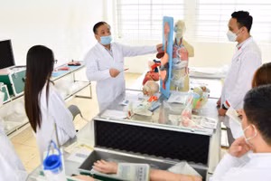 Giờ học trong phòng thí nghiệm của sinh viên Trường Đại học Trưng Vương. Ảnh: NTCC