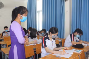 Cô trò Trường THPT Trần Nguyên Hãn (TP Vũng Tàu) trong một tiết học. Ảnh: INT