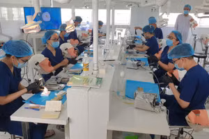 Sinh viên Trường ĐH Trà Vinh trong giờ thực hành.