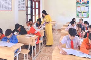 Giờ dạy của cô Nguyễn Thị Hoài Thanh – giáo viên Trường Phổ thông DTNT Bố Trạch (huyện Bố Trạch, tỉnh Quảng Bình). Ảnh: NVCC