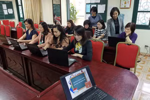 Trường Tiểu học Thịnh Quang (Hà Nội) tập huấn Mô-đun 1 chương trình giáo dục phổ thông. Ảnh: INT