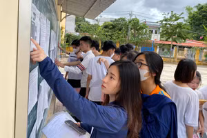 Thí sinh tham dự Kỳ thi tốt nghiệp THPT 2023 tại điểm thi Trường THPT Hoàng Văn Thụ (Lạng Sơn). Ảnh: Ngô Chuyên