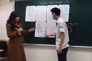 Một tiết học của cô trò Trường THPT Hoàng Cầu (Đống Đa, Hà Nội). Ảnh: NTCC