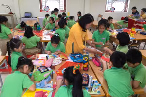 Cụm Trường Tiểu học Nguyễn Du và Tiểu học Thái Phiên (quận Ngô Quyền, TP Hải Phòng) thực hiện Chuyên đề cấp quận “Dạy học môn Mĩ thuật lớp 3 theo Chương trình giáo dục phổ thông 2018”. Ảnh: INT