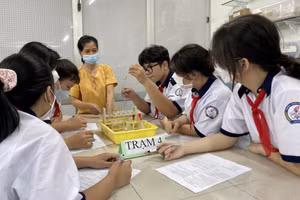 Học sinh Trường THCS Minh Đức, Quận 1 (TPHCM) học môn tích hợp khoa học tự nhiên. Ảnh: INT