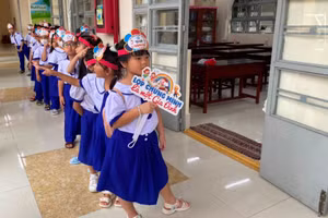 Học sinh Trường Tiểu học Nguyễn Trãi (TP Mỹ Tho, Tiền Giang). Ảnh: X. Uyên