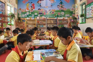 Tiết đọc thư viện của học sinh Trường Tiểu học Cảnh Hưng (huyện Tiên Du, tỉnh Bắc Ninh). Ảnh: ITN