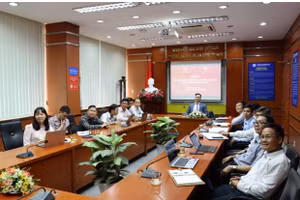 Quang cảnh buổi làm việc giữa BUH và Học viện Ngân hàng Lào