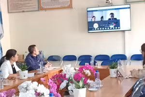 Điểm cầu tập huấn tại Trường Tiểu học số 1 thị trấn Tuần Giáo. Ảnh: Sở GD&ĐT Điện Biên.