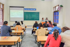 Lớp tập huấn giáo viên giảng dạy môn Toán.