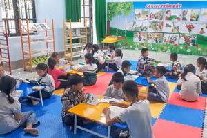 Thư viện thân thiện Trường tiểu học Hua Nguống, huyện Mường Ảng. Ảnh: Phan Thành.