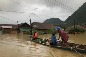 Thuyền gỗ là phương tiện người dân Tân Hoá (Minh Hoá - Quảng Bình) dùng để di chuyển trong mùa lũ.