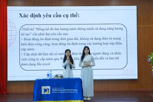 Học sinh Trường THPT Trần Phú (Đà Nẵng) thuyết trình dự án. 