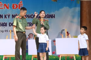 Học sinh đã được các chuyên gia tuyên truyền một số kỹ năng cơ bản về phòng chống bạo lực và xâm hại với trẻ em.