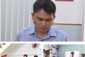 Các bị cáo bị khởi tố (bị cáo Phan Quang Nghệ ảnh trên, mặc áo sọc)