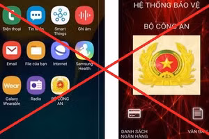 Ứng dụng mạo danh phần mềm do Bộ Công an cung cấp có hình ảnh hiển thị là Công an hiệu và mang tên “Bộ Công an”. Ảnh: BCA.