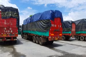 Gần 100 ô tô tải chở đầy hàng lậu vô chủ bỏ rơi ở Lào Cai